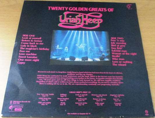 URIAH HEEP Twenty Golden Greats Of Uriah Heep 1980 South African Pressing LP VINYL RECORD