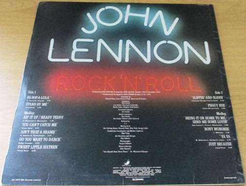 JOHN LENNON Rock N Roll 1975 South African Pressing LP VINYL RECORD