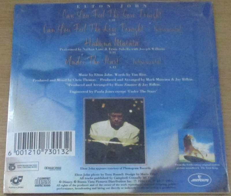 ELTON JOHN Can You Feel the Love Tonight CD Single [cardsleeve box]
