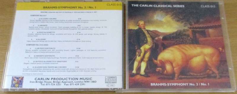 THE CARLIN CLASSICS SERIES BRAHMS SYMPHONY No. 3 / No. 1 [Classical Box 4]