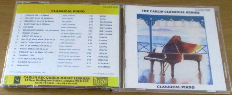 THE CARLIN CLASSICAL SERIES CLASSICAL PIANO CD [Classical Box 4]