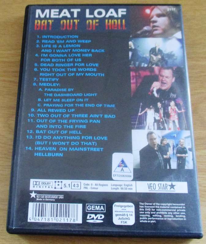 MEATLOAF Bat Out Of Hell DVD