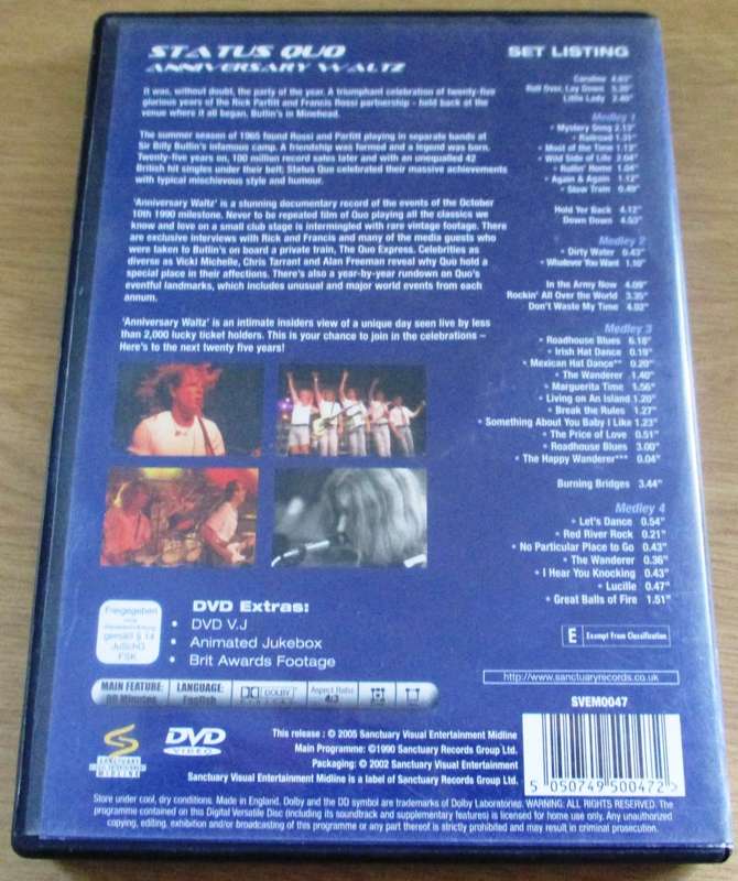 STATUS QUO Anniversary Waltz DVD