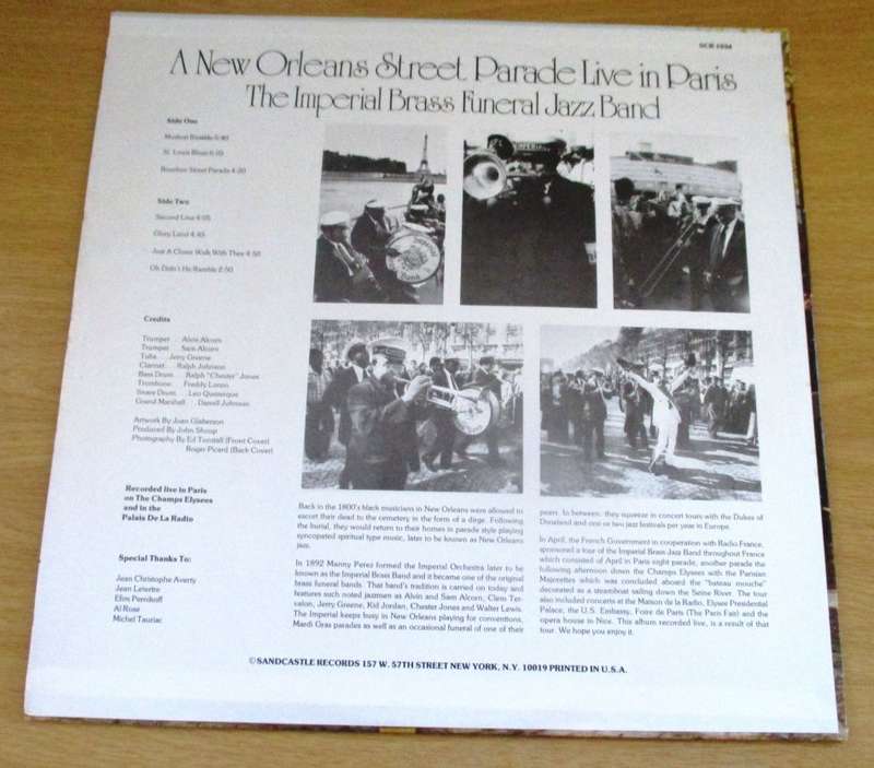 THE IMPERIAL BRASS FUNERAL JAZZ BAND A New Orleans Street Parade Live in Paris  LP VINYL RECORD