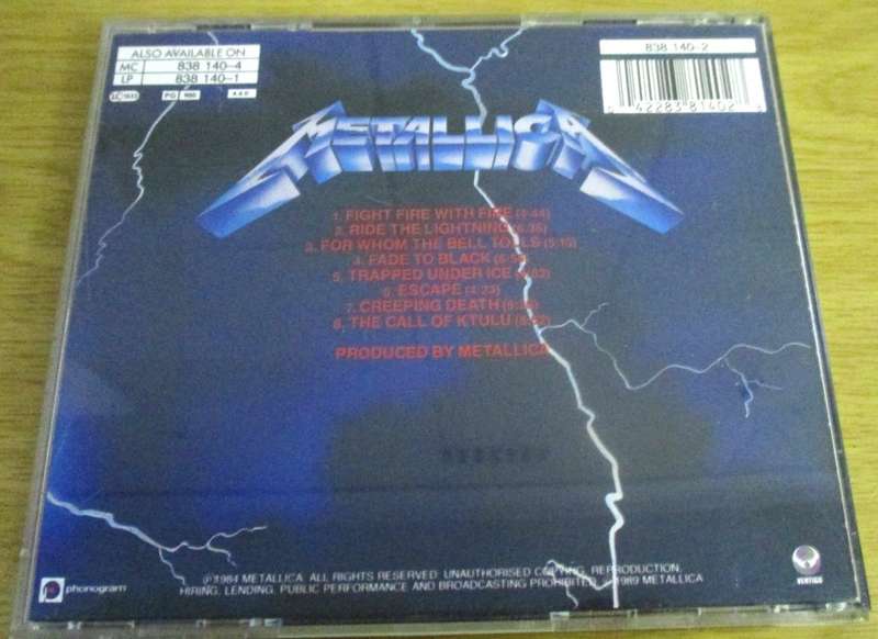 METALLICA Ride the Lightning CD
