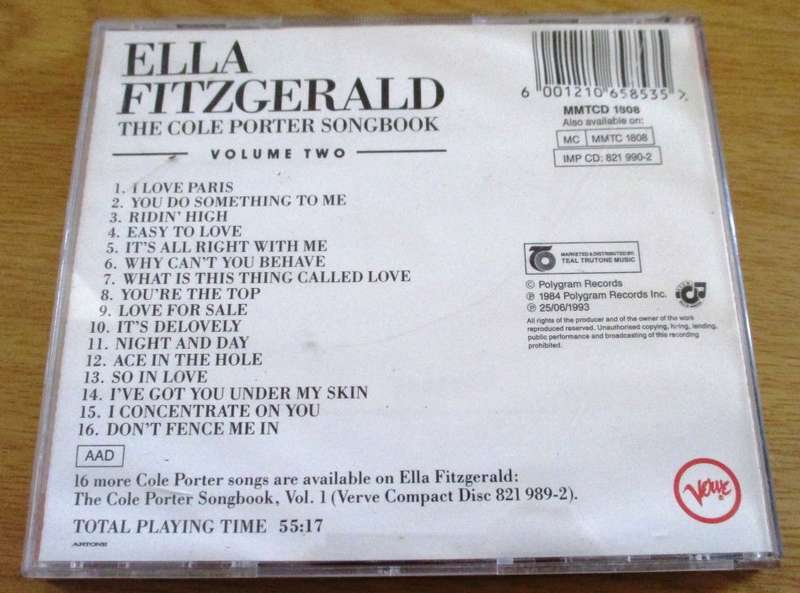 ELLA FITZGERALD The Cole Porter Songbook Volume Two CD [msr]