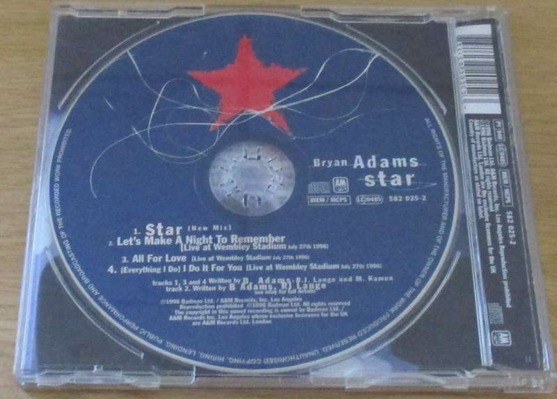 BRYAN ADAMS Star IMPORT CD Single [Shelf BB CD singles] Includes 3 Ballads