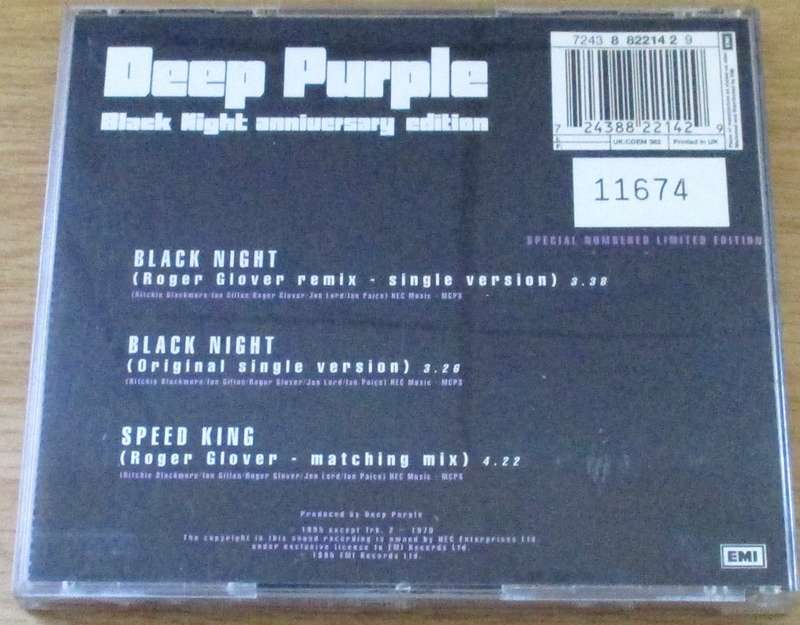 DEEP PURPLE Black Night  Anniversary Edition Limited Edition CD Single [Shelf BB CD singles]