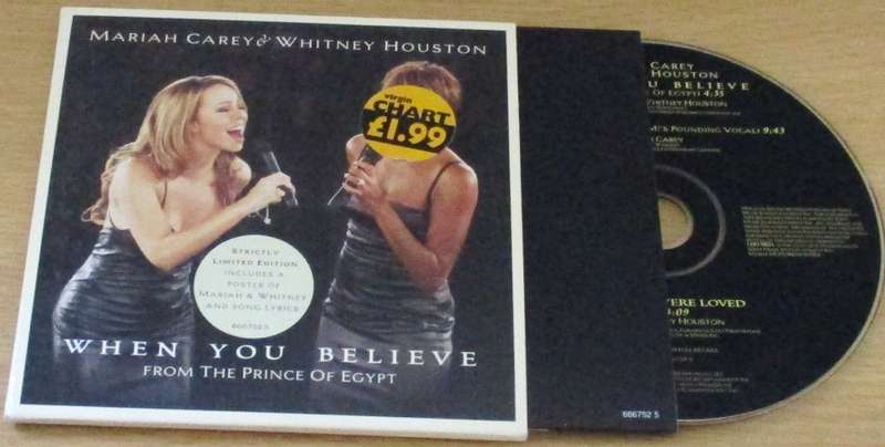 MARIAH CAREY + WHITNEY HOUSTON When You Believe CD Single with poster [Shelf BB CD singles]