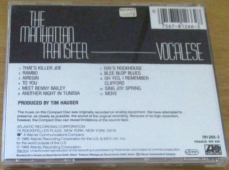 THE MANHATTEN TRANSFER Vocalese CD [Shelf G x 24]
