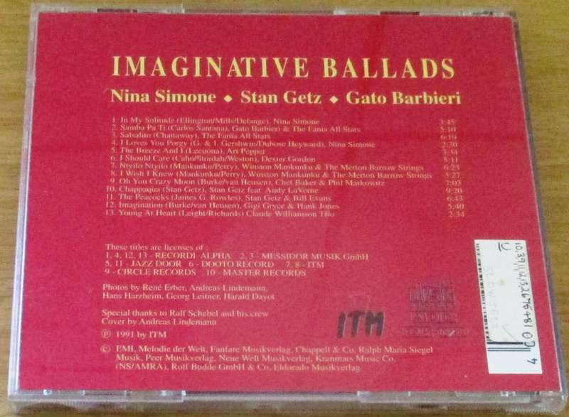 IMAGINATIVE BALLADS Nina Simone Stan Getz Gato Barbieri CD [Shelf G x 16]