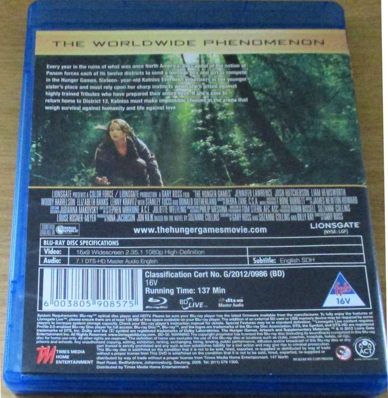THE HUNGER GAMES BLU RAY [SHELF D1]