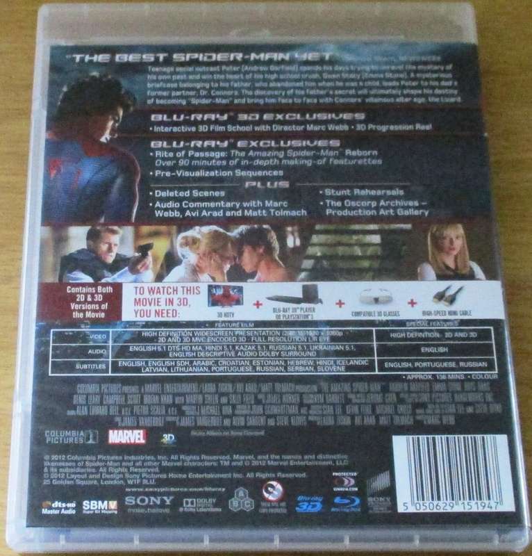 THE AMAZING SPIDER-MAN in 3D Blu Ray 3D + Blu Ray  [Blu Ray Shelf]
