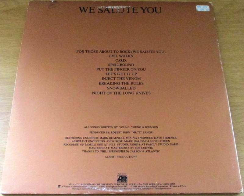 AC/DC Let There Be Rock USA Pressing [SD11111] VINYL LP Record