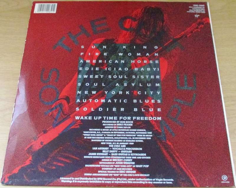 THE CULT Sonic Temple South African Pressing [VNC5143] VINYL LP Record