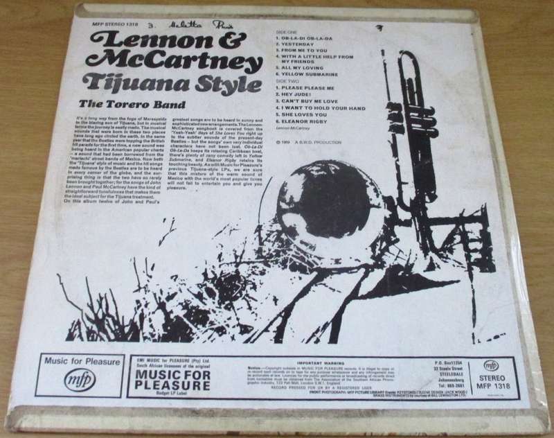 TIJUANA STYLE Lennon and McCartney South African Pressing VINYL RECORD