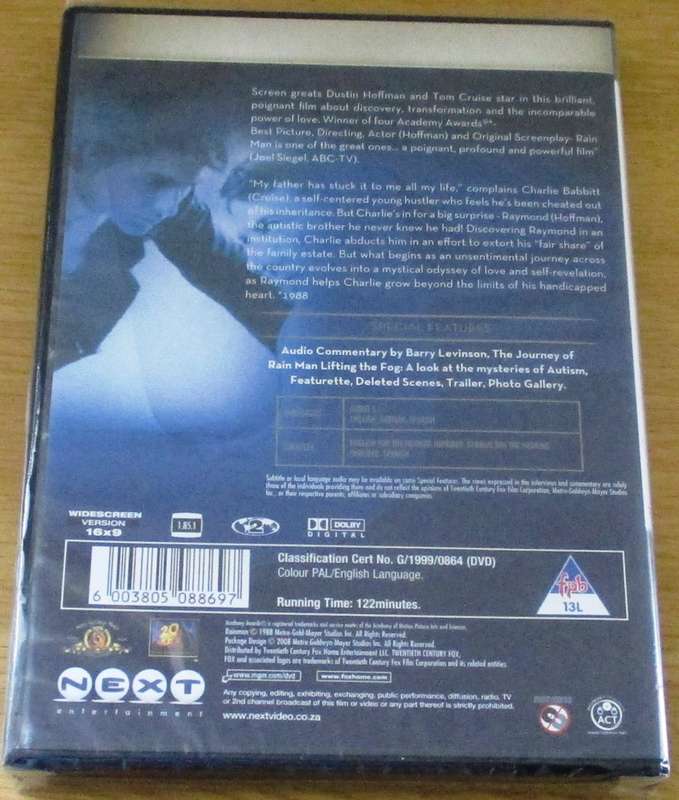 RAINMAN Tom Cruise Dustin Hoffman DVD [NEW BB DVD SHELF]