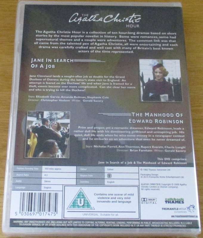 AGATHA CHRISTIE HOUR Jane in Search of a Job + Manhood of Edward Robinson [NEW BB DVD SHELF]