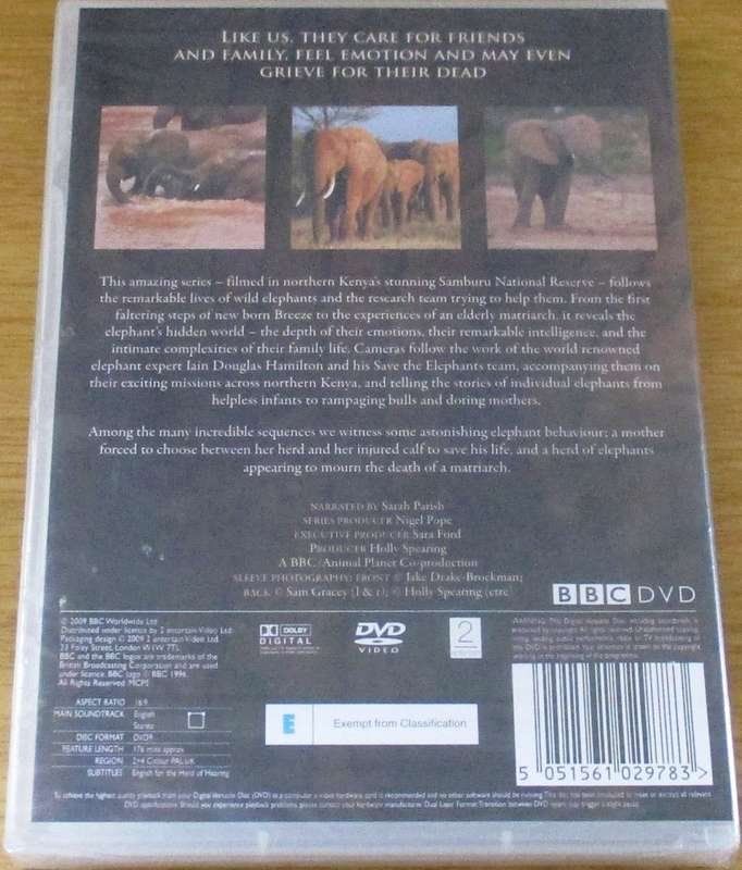 BBC DVD THE SECRET LIFE OF ELEPHANTS [NEW BB DVD SHELF]