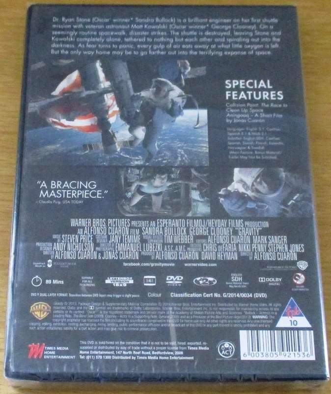 GRAVITY George Clooney Sandra Bullock [NEW BB DVD SHELF]