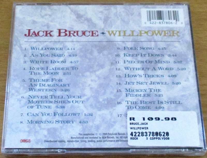 JACK BRUCE Willpower A Twenty Year Retrospective CD  (msr]