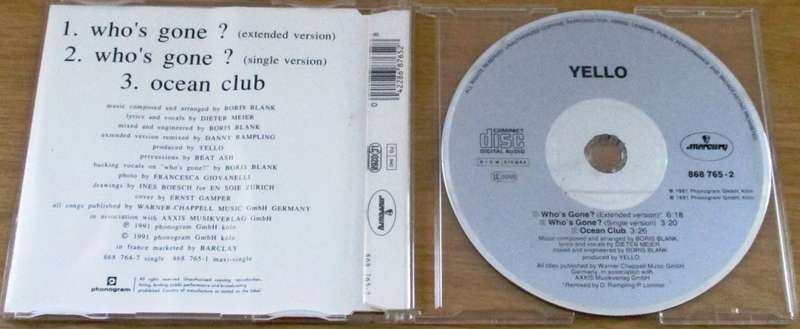 YELLO Who's Gone? CD Single [Shelf BB CD singles]