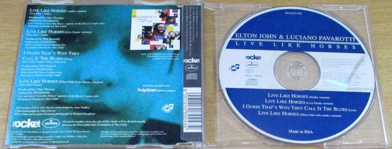 ELTON JOHN + LUCIANO PAVAROTTI Live Like Horses CD Single [SHELF BB CD SINGLES]