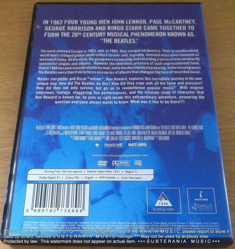 THE BEATLES Eight Days A Week The Touring Years DVD SOUTH AFRICA PAL DVDGMP41119