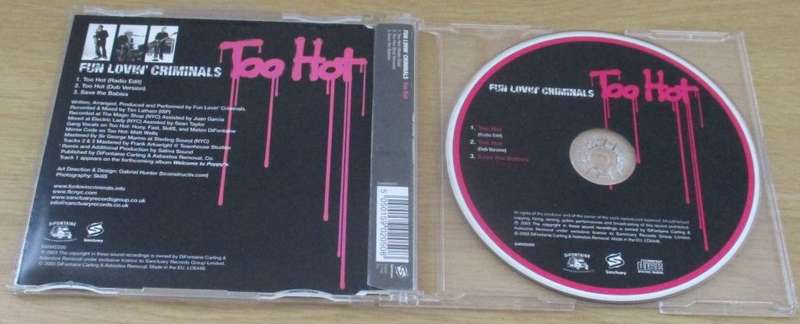 FUN LOVIN' CRIMINALS Too Hot CD Single [Shelf G Box 2]
