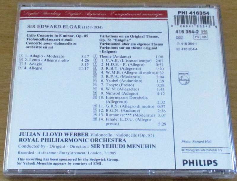 ELGAR JULIAN LLOYD WEBBER   [Classical Box 4]