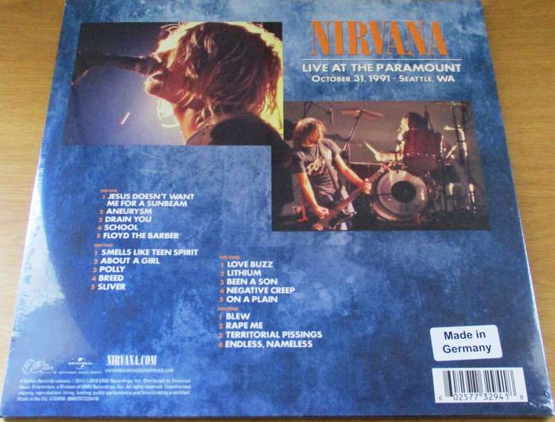 NIRVANA Live at the Paramount 2xLP VINYL LP RECORD