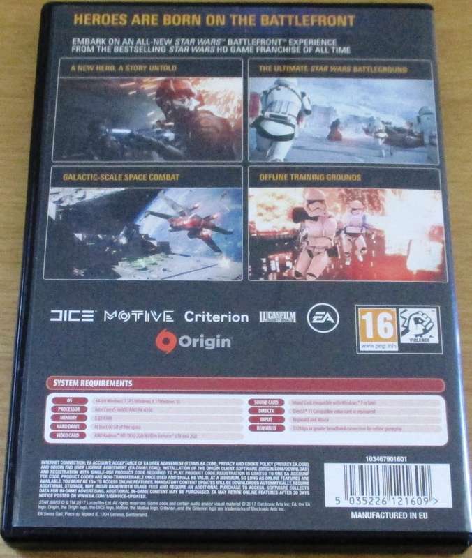 PC DVD GAME: STAR WARS BATTLEFRONT II