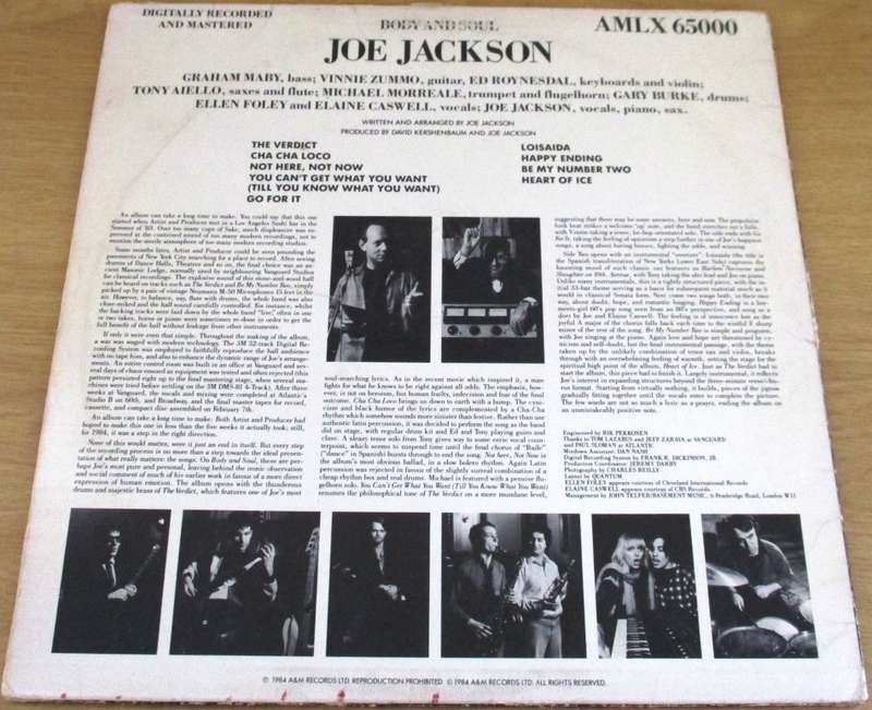 JOE JACKSON Body and Soul LP VINYL RECORD
