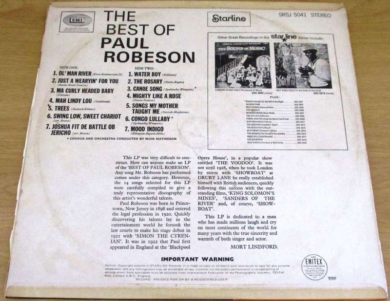 PAUL ROBESON The Best Of LP VINYL RECORD
