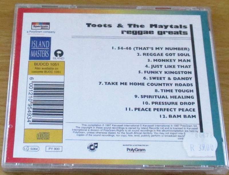 TOOTS AND THE MAYTALS Reggae Hits CD  [msr]