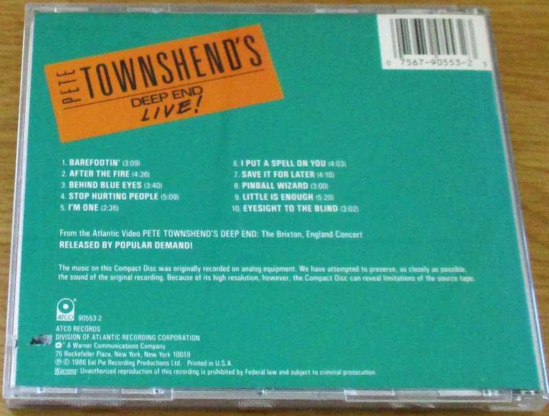 PETE TOWNSHEND Deep End Live! CD  [msr]