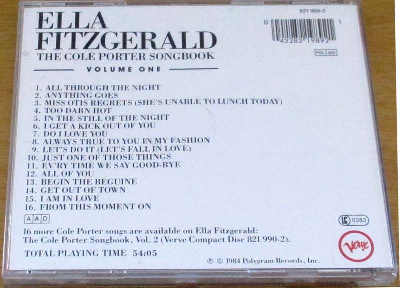 ELLA FITZGERALD The Cole Porter Songbook Volume One CD  [msr]