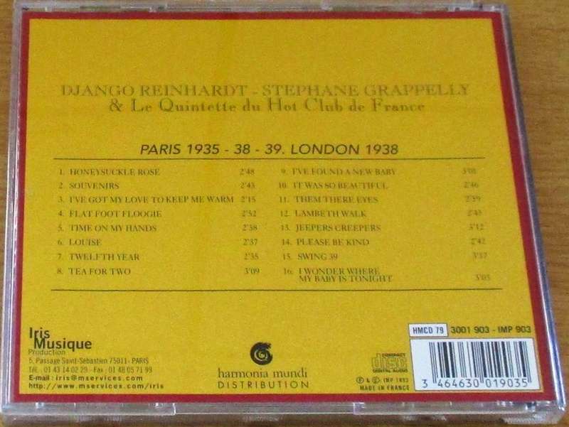 DJANGO REINHARDT +STEPHANE GRAPPELLY Paris 1935-38-39 CD [msr]