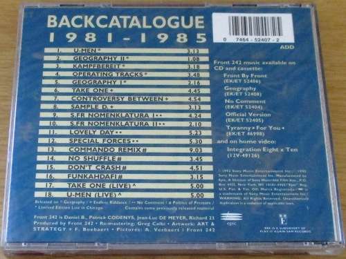 FRONT 242 Back Catalogue CD [SHELF G x 15] ebm Industrial