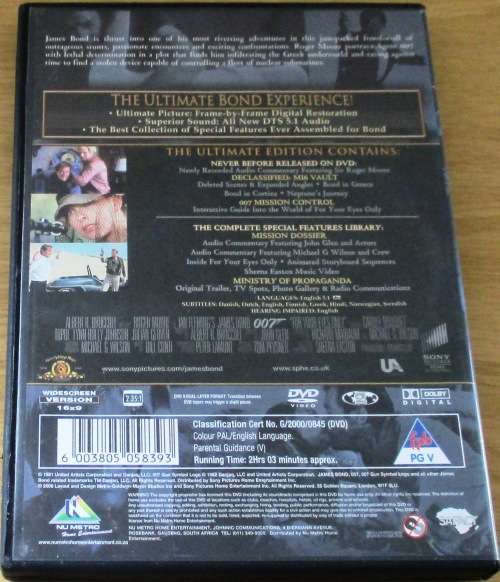 CULT FILM: 007 For Your Eyes Only 2xDVD Ultimate Edition [DVD BOX 8]