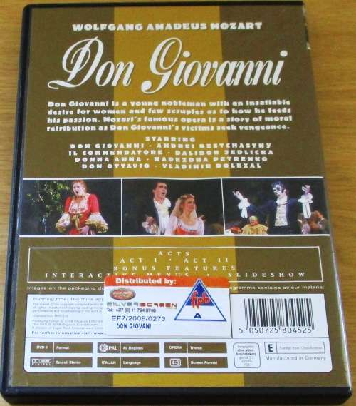 DON GIOVANNI / WOLFGANG AMADEUS MOZART DVD