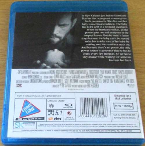 HOURS Paul Walker Blu Ray  [BLU RAY SHELF]
