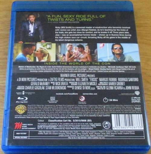 FOCUS Will Smith Blu Ray   [BLU RAY SHELF]