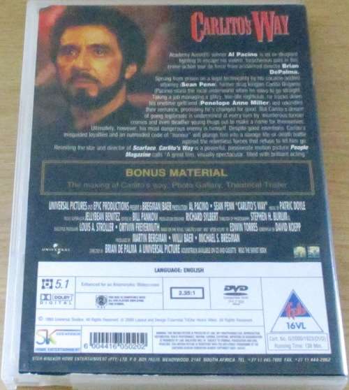 CULT FILM: CARLITO`S WAY Pacino Penn [DVD BOX 3]