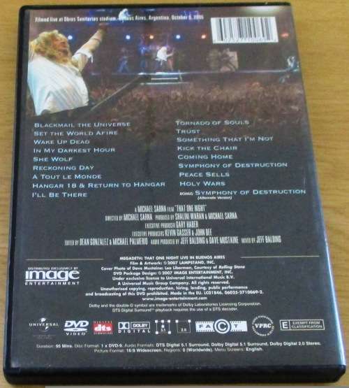 MEGADETH That One Night Live in Buenos Aires DVD