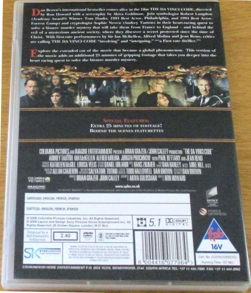 CULT FILM: THE DA VINCI CODE 2 Disc Extended Cut Tom Hanks [DVD BOX 7]