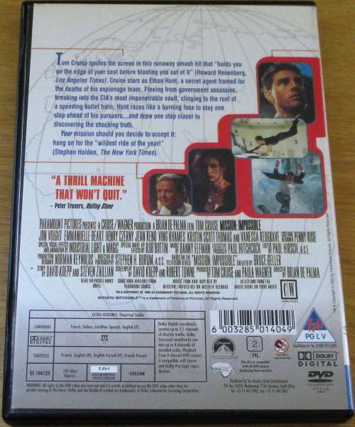 Cult Film: MISSION: IMPOSSIBLE 1 Tom Cruise [SHELF D1]