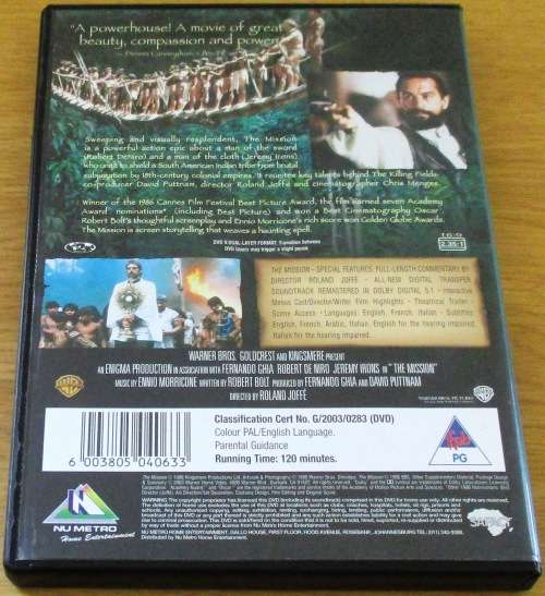 Cult Film: THE MISSION Robert De Niro [SHELF D1]