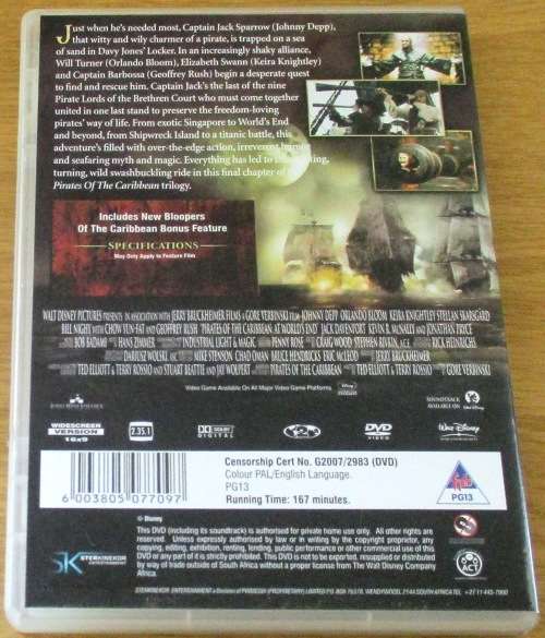 Cult Film: PIRATES OF THE CARIBBEAN AT WORLD`S END [SHELF D1]