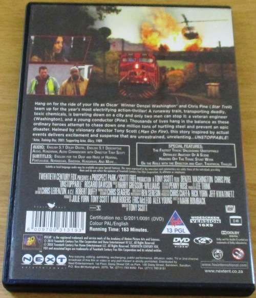 Cult Film: UNSTOPPABLE Denzel Washington Chris Pine [SHELF D1]